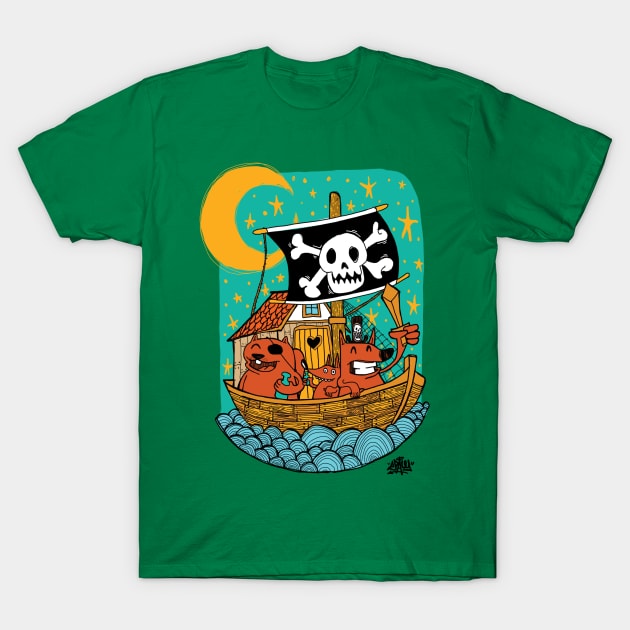 Happy Animal Pirates T-Shirt by Illustory